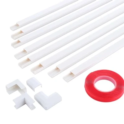 Image of ASelected Electrical Cable Trunking,White Pvc Trunking Wire Cover For Wall,Self Adhesive Wall Tidy,Hide Tv Wires,Cable Management In Home Office 8X L400Mm, W15Mm H10Mm, White