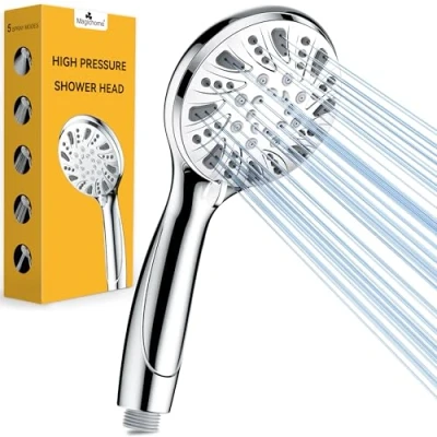Image of Magichome High Pressure Shower Head with 5 Modes, Power Only, Premium Chrome Plated Handheld Showerhead for Low Water