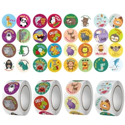 Image of DOETYD 4 Volumes 2000pcs Stickers for Children Reward Motivational Incentive Kids Suitable School Classroom