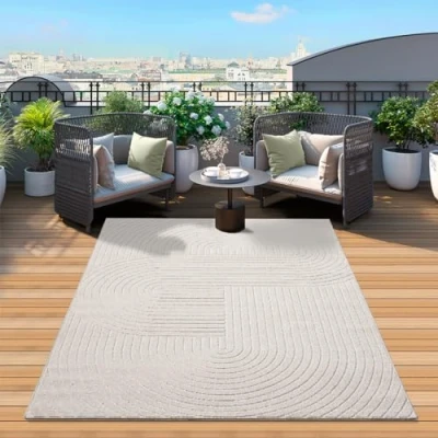 Image of Mia&#039;s Zoey Rugs, Living Room Bedroom Rug, Cream, 120 x 160 cm, Polypropylene