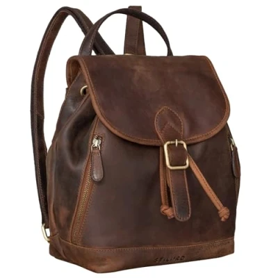 Image of STILORD &#039;Allison&#039; Ladies Leather Backpack Handbag Vintage Daypack Small Rucksack Womens Shoulder Bag Work Genuine Leather, Colour:Kansas Brown