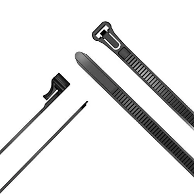 Image of Cable Ties Reusable with Extra high tensile Strength (Black for Heavy Duty and Sustainable Usage, 100 Pieces, Flexible Management) 7.4 mm x 250 KabelDirekt
