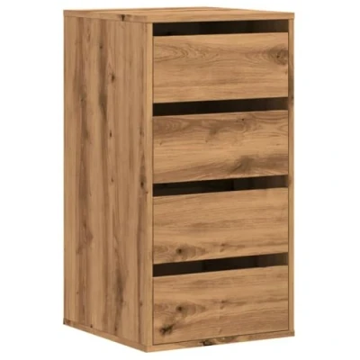 Image of vidaXL Corner Chest of Drawers Drawer Cabinet Artisian Oak Engineered Wood Living Room, Bedroom, Office 76cm H