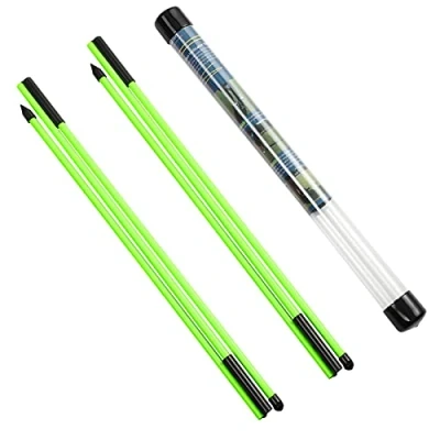 Image of Rhino Valley Golf Alignment Sticks 2 Pack Collapsible Practice Rods for Aiming, Putting, Full Swing Trainer, Posture Corrector with Clear Tube Case, Portable Training Equipment, Green
