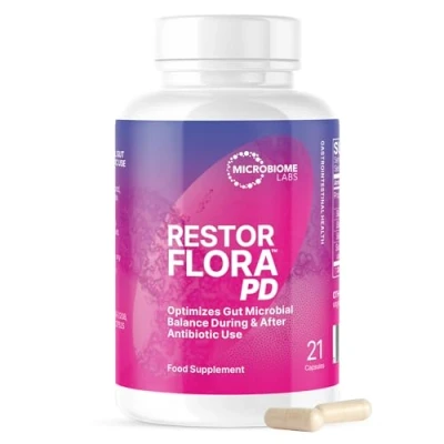 Image of Microbiome Labs RestorFlora PD (21 Capsules) Gut Digestive Health and Immune Support Yeast &amp; Spore Probiotic Daily containing Saccharomyces Boulardii Bacillus Spores