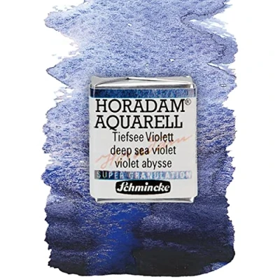 Image of Schmincke HORADAM® AQUARELL, Super Granulation, 14 951 044 Deep Sea Violet, 1/2 Pans, Very Strong granulating Colors, Finest, Watercolors