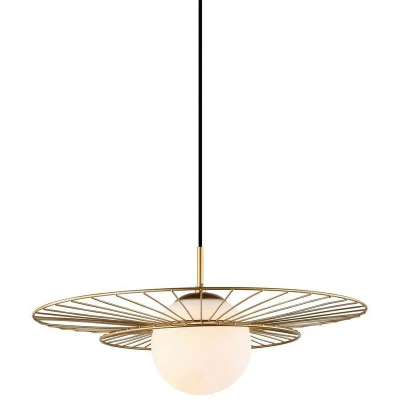 Image of Italux Lighting Modern Hanging Pendant Golden 1 Light with White Shade, E27 ITLMDM 4001/1 GD