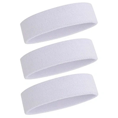 Image of ONUPGO Sweatband Headband for Men &amp; Women 3PCS Sports Headbands Moisture Wicking Athletic Cotton Terry Cloth Sweat Absorbing Head Band