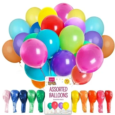 Image of Jaunty partyware 70pk Premium Latex Multicoloured Balloons, 10.5 Inch Size, Assorted Rainbow Balloons for Party, Ideal Kids&#039; Parties, Adult Celebrations, and Party Bag Fillers Balloon