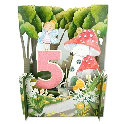 Image of Girls 5th Birthday Fairies 3D Pop Up Greeting Card by Alljoy Cards APOP009