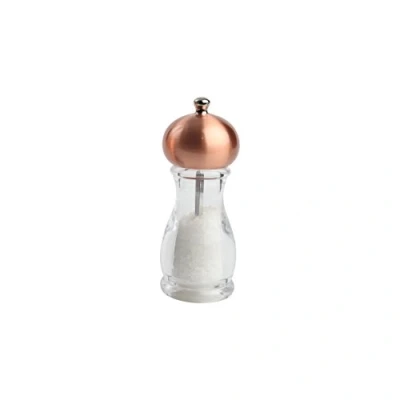 Image of T&amp;G Classic Globe Clear Acrylic Salt Mill with Copper Finish Top, Small, 15 cm