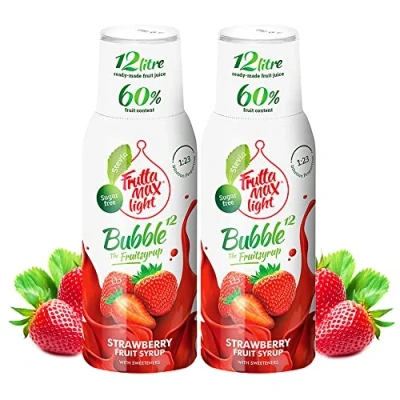 Image of 2 Pack Light Low Carb Fitness Syrup by FruttaMax Zero Sugar with Stevia 60% Fruit Content 500ml (2 x Strawberry Light)