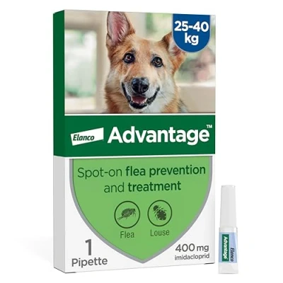 Image of Advantage 400 Flea Spot On Treatment For Dogs 1 Pipette 4.0ml 25 40kg