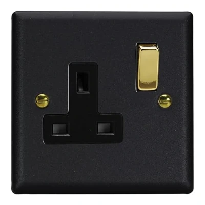 Image of Varilight Vogue Collection Matt Black 1 Gang 13 Amp Switched Plug Socket