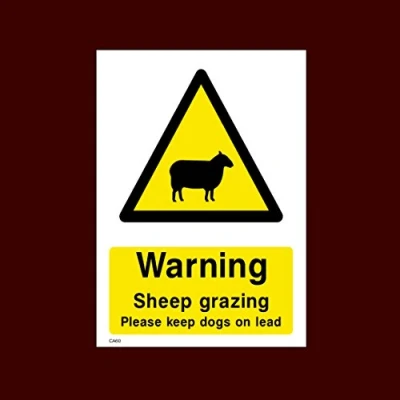 Image of Warning Sheep Grazing Keep dogs on lead Plastic Sign Warning, Farm, Dogs, Agriculture, Cattle, Sheep, Bull (CA60)