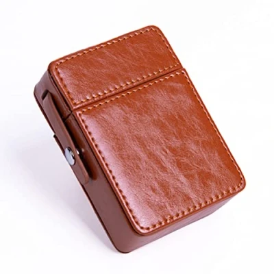 Image of Leather Cigarette Case with Lighter Holder, Lawaia Waist Pack, Portable Business Belt Pouch Card Storage Box for Men and Women (Brown)