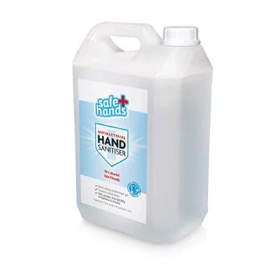 Image of Safe Hands Hand Sanitiser Gel 70% Alcohol 5 litre Antibacterial &amp; Antiviral Sanitizer Anti Bac Fully Certified Contains Moisturisers Refill