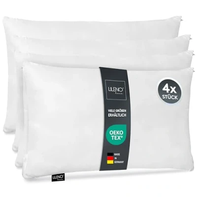 Image of LILENO HOME Microfibre Cushion 50 x 70 cm [Set of 4] Washable up to 95 Degrees with Zip Pillow as Filling for Bed or Decorative Sofa &amp;