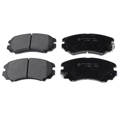 Image of 581011FA50, 581011FE00, 581011FE01, 581011MA00, 581012CA10 Brake pad set BLUE PRINT ADG04263 Front Axle with acoustic wear warning HYUNDAI: ix35