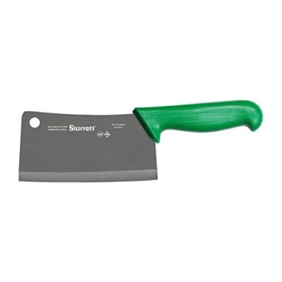 Image of Starrett Chef&#039;s Cleaver Knife BKG509 6 Wide Rectangular 6&quot; (150mm) Professional Kitchen Blade Green Handle Ultra Sharp Vegetable &amp; Meat Butcher