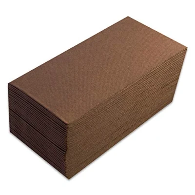 Image of Saten SER42107568 Premium, Napkin 40 x 40, 2 Layers, 1/8 Fold, 80 Napkins, Tip Point, Chocolate