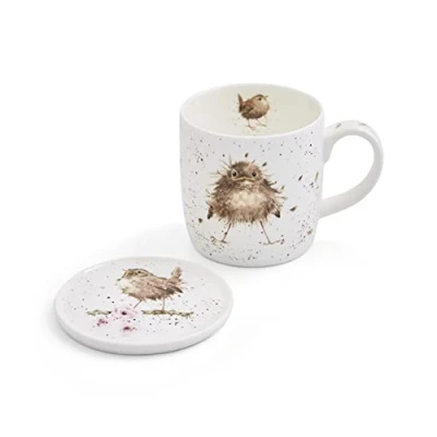 Image of Wrendale Designs &#039;Flying The Nest&#039; Wren Mug &amp; Coaster Set