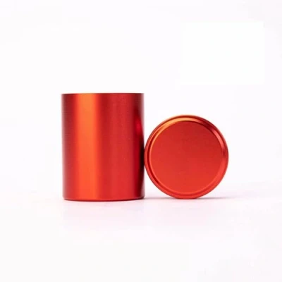 Image of RetailTrends UK Aluminium Smell Proof Storage Container, Solid Colour Airtight Sealed Jar for Herbs: (Red)