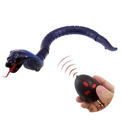 Image of Escomdp RC Snake Infrared Remote Control Cobra Naja Animal Car Vehicle Prank Scary Toy Realistic Kids Birthday (Blue)