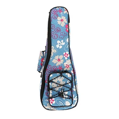 Image of Ukulele Case Gig Bag for Baritone or Bass Ukelele Instrument 26 Inch (Blue Flower)
