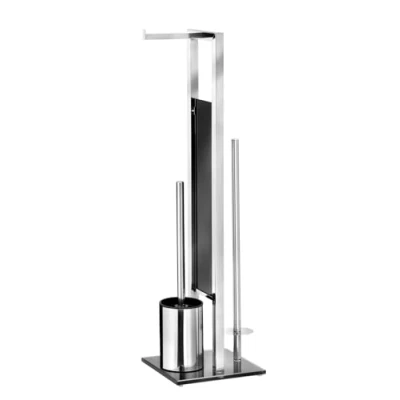 Image of WENKO Juego de Pie Rivalta INOX Brillante, Rustproof stainless steel, Glossy Silver, 18 x 20 70 cm