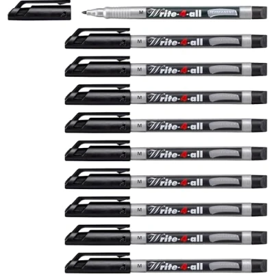 Image of Permanent Marker Pen STABILO Write 4 all Medium Pack of 10 Black