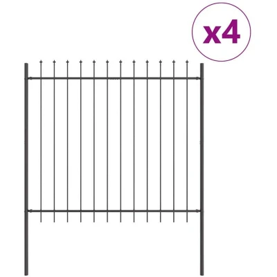 Image of vidaXL Garden Fence with Spear Top Grey 6.8 x 1.5 m Steel