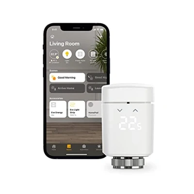 Image of Eve Thermo (Apple Home) Smart Radiator Valve with LED Display, Automatic Temperature Control, no Bridge Required, Integrated Touch Controls, Bluetooth/Thread, Made in Germany