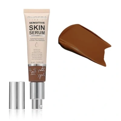 Image of PHOERA Hydrating Serum Foundation, Hyaluronic Acid, Allantoin, Vitamin E, Tea Tree Oil Ideal For Dry And Sensitive Skin 12HR Hydration, Medium Coverage, (MOCHA, 30ml)