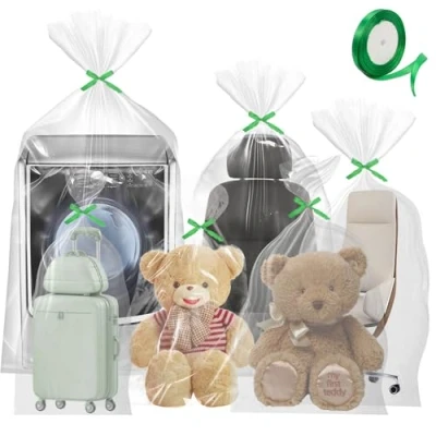 Image of 6 Pack Extra Large Clear Plastic Bags, 90 * 120cm Heavy Duty Storage Dustproof, Moistureproof, Giant Bags for Luggage, Suitcase, Plush Toys, Clothes, Quilts, Blankets