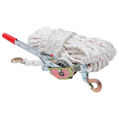 Image of KATSU Tools Heavy Duty Ratchet Rope Puller 3/4 Ton Capacity with 30m x15mm Rope, 2 Steel Hooks, Come Along Winch, for Moving Boats Trailers, Transporting Logs, Tree Felling and More
