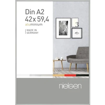 Image of nielsen Pixel Photo Frame, A2, 42x59.4cm Silver Aluminium Picture Frame with Protective Float Glass and Push Turn Clips Frosted