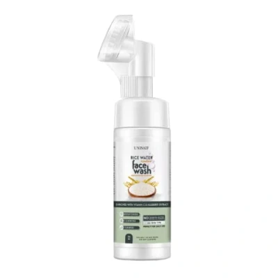 Image of Unisaif Rice Water Face Wash Bright Foaming Cleanser for Women and Men’s Skin Lightening Brightening Cleansing Facewash Dry 150ml