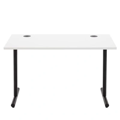 Image of Amazon Basics Simple Office Computer Desk, White Desktop and Black Frame, Rectangular, Assembly, 120 x 60 73.6 cm (Previously Movian brand)
