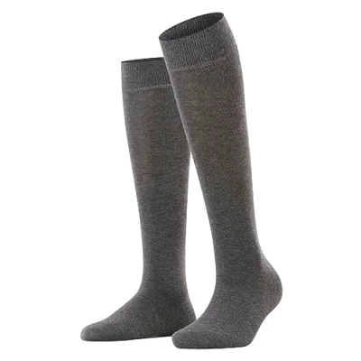 Image of ESPRIT Women&#039;s Basic Pure W KH Cotton With Soft Tops 1 Pair Knee High Socks, Grey (Anthracite Melange 3080) new eco friendly, 2.5 5