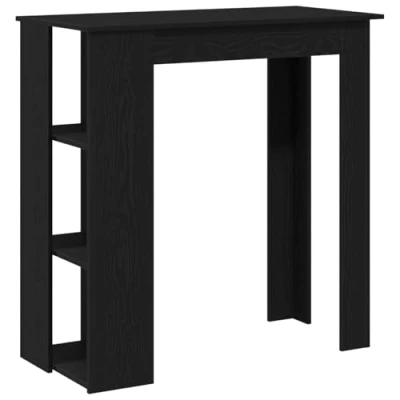 Image of vidaXL Bar Table Black Oak Wood Rectangular Modern Dining for Kitchen or Room 102cm x 50cm