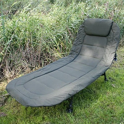 Image of NGT Fishing Bedchair 6 Adjustable Legs Reclining Comfortable With Built In Pillow