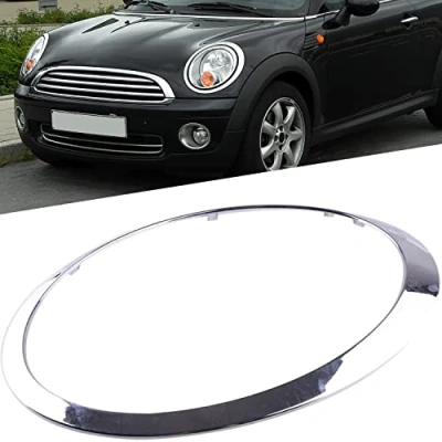 Image of KYYET Chrome Left Side Headlight Trim Ring Bezel Compatible with Mini Cooper 2007 2014 R56 R57 R58 R59