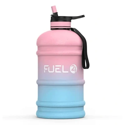 Image of Fuel24 Jug 2.2 Litre Water Bottle Extra Strong Flex Material Drop Proof, Pop or Straw Cap Options 2.2L Large Gym Sports Bottle, BPA FREE