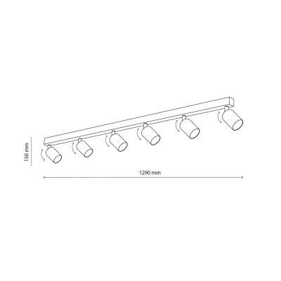 Image of TK Lighting Top downlight, adjustable, brown, 6 bulb linear
