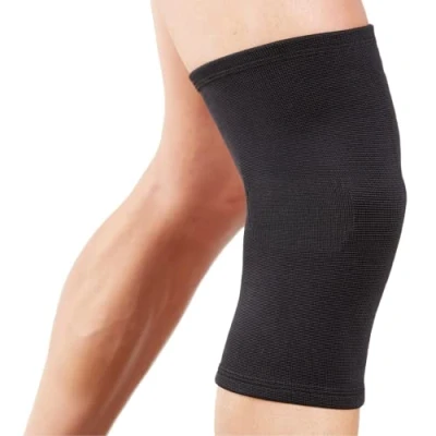 Image of Actesso Elastic Knee Support Lightweight Compression Sleeve, Breathable Brace for Joint Pain, Arthritis, Injury Recovery, Sports, Running, Fitness, Left &amp; Right, Men Women (Black, Medium)