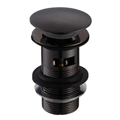 Image of JT Pickfords Matt Black Slotted Basin Sink Push Pop Up Click Clack Waste Plug Easy Clean