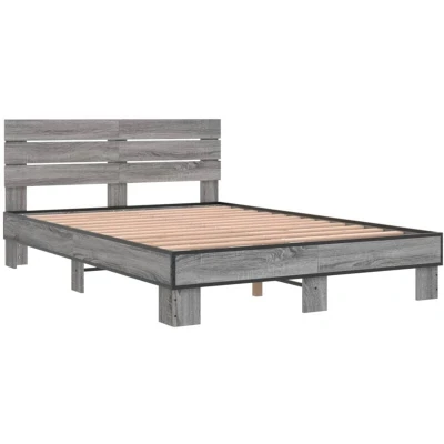 Image of vidaXL Bed Frame without Mattress Grey Sonoma 140x190 cm