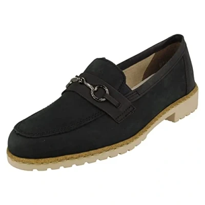 Image of Rieker 51860 14 Loafer Flat Suede Leather Shoes (Blue, UK Footwear Size System, Adult, Women, Numeric, Medium, 4)
