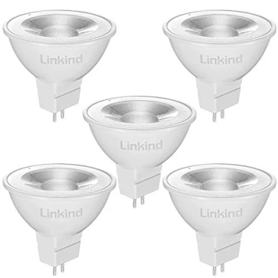 Image of Linkind GU5.3 MR16 LED Bulbs, 12V AC/DC 5W(Equivalent to 50W) Bi Pin Base Spotlight Bulb, 520LM, Warm White 2700K, 36Beam Angle Track Light, Non dimmable, Pack of 5